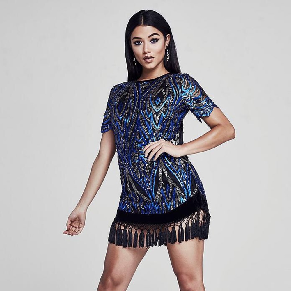 NEW YEARS EVE STUNNING SEQUIN & TASSEL DRESS